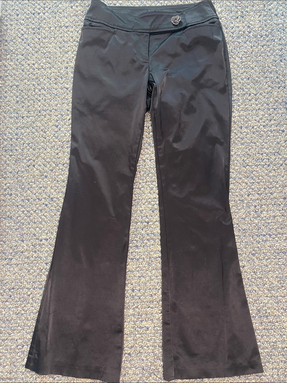 INC International Concepts Black Boot-Cut Flare Pants with Decorative Button